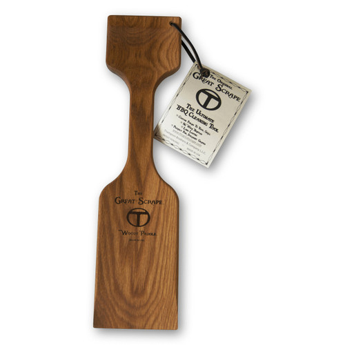 Great Scrape The Great Scrape Woody Paddle Grill Scraper, wooden paddle grill scraper with engraved logo and tag