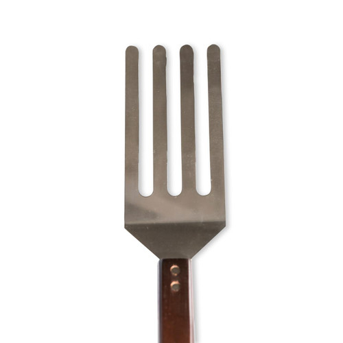 GrillGrate® for PK360, stainless steel grilling tool with four prongs and a wooden handle for grilling and BBQ.
