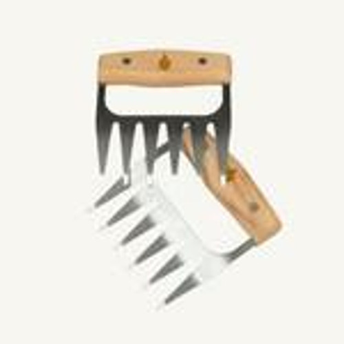 PK Grills BBQ Meat Claws, stainless steel meat handling claws with wooden handles for grilling and shredding meat