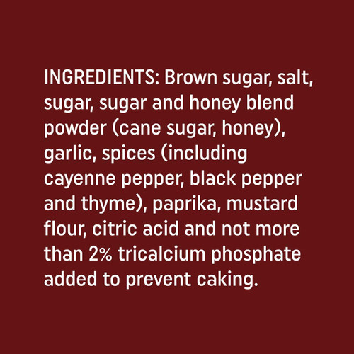 PK Grills F&S | Morning Buzz, image of ingredient list on a dark red background.