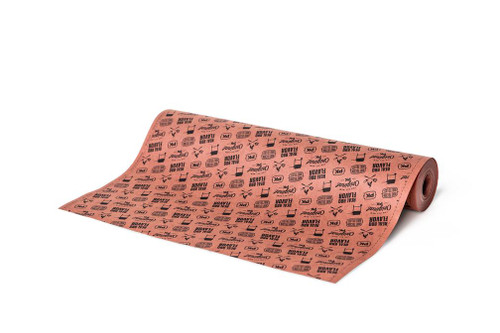 PK Grills PK Butcher Paper, brown butcher paper roll with printed logos and text for culinary use.