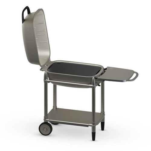PK Grills PK300 Carbon Steel Griddle, portable outdoor grill with black and gray design featuring a cooking surface and side tray.