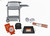 PK Grills PK300 Start Cookin' Bundle - Silver, outdoor portable grill with accessories including a grill tray, thermometer, carrying bag, foil roll, and stand.