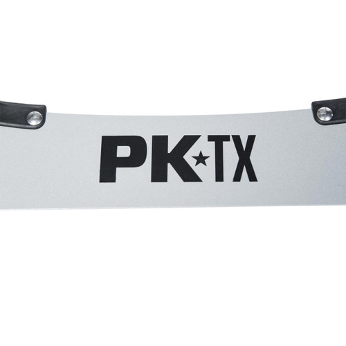 PK Grills PKTX Folding Stand, close-up of the portable and foldable metal stand with mounting screws and the PKTX logo.