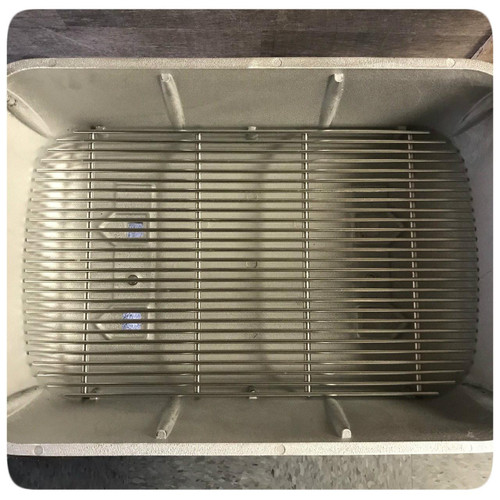 PK Grills Stainless Steel Cooking Grid & Charcoal Grate for Original PK, stainless steel cooking grid and charcoal grate inside a grill.