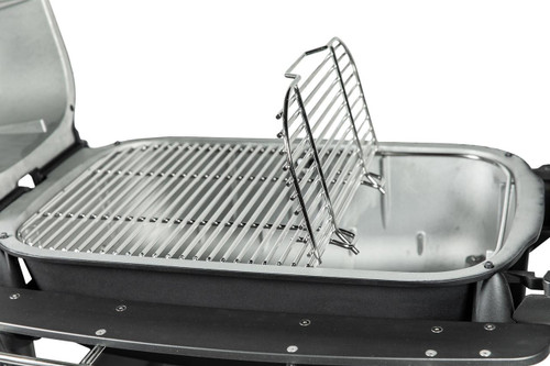 PK Grills Stainless Steel Cooking Grid & Charcoal Grate for PK300 and PK300AF, stainless steel cooking grid and charcoal grate on a grill.