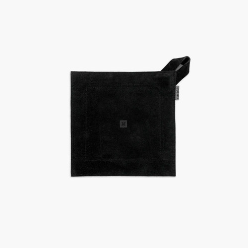 PK Grills Suede Leather Hot Pad - Black, black suede leather hot pad with a hanging loop for heat protection and grilling