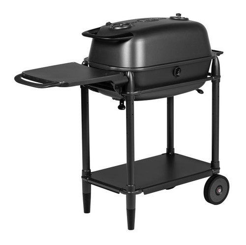 PK Grills The All New Original PK300 Grill & Smoker - Graphite, portable outdoor grill with side prep tray and two wheels for mobility.