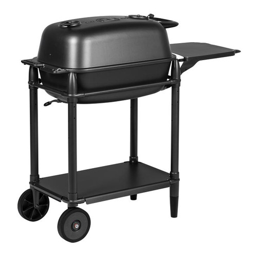 PK Grills The All New Original PK300 Grill & Smoker - Graphite, portable black grill and smoker with wheels and side table, for outdoor cooking and barbecues.