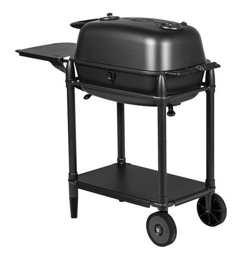 PK Grills The All New Original PK300 Grill & Smoker - Graphite, a black, compact propane grill and smoker with a sturdy stand and wheels for mobility.