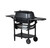 PK Grills The All New Original PK300AF Grill & Smoker - Coal, black portable grill and smoker with side shelves and storage trays, featuring wheels for mobility.