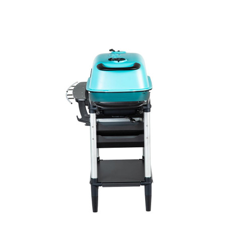 PK Grills The All New Original PK300AF Grill & Smoker - Teal, teal-colored outdoor grill and smoker with black handles and silver stand.