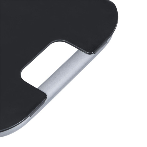 PK Grills The Original PKTX Grill & Smoker - Classic Silver, close-up of the black handled lid and silver latch of the grill.