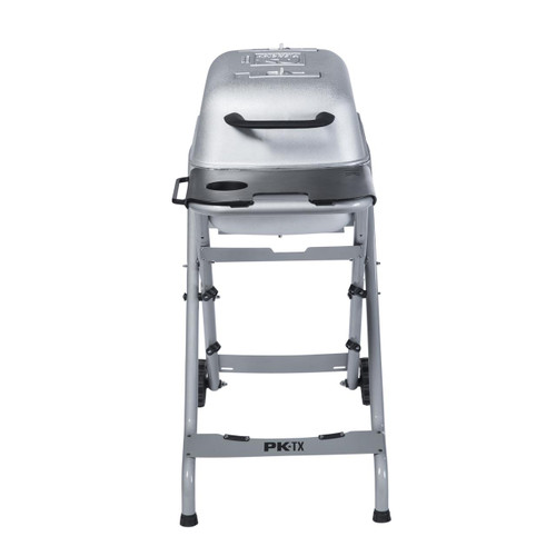 PK Grills The Original PKTX Grill & Smoker - Classic Silver, a durable charcoal grill and smoker with a sleek silver finish and sturdy stand for outdoor cooking.