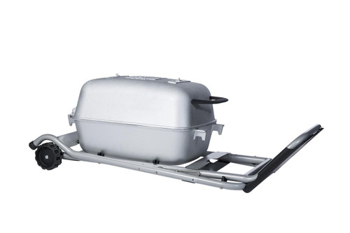 PK Grills The Original PKTX Grill & Smoker - Classic Silver, portable silver outdoor grill and smoker on a cart with wheels and handle