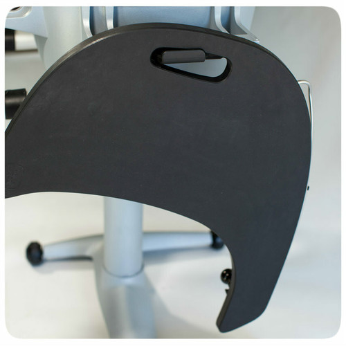 PK Grills The PK360 Grill & Smoker - Classic Silver, close-up of the black side shelf of the outdoor grill and smoker.