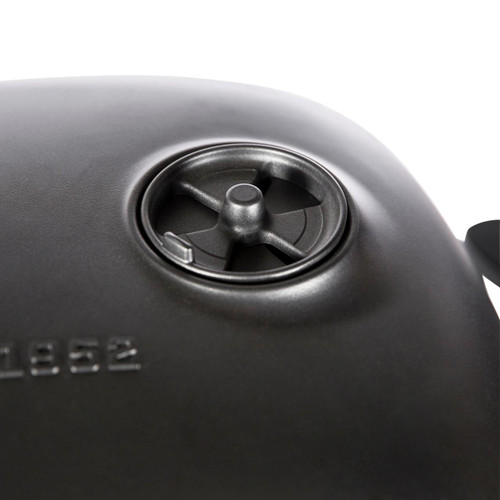 PK Grills The PK360 Grill & Smoker - Graphite, close-up of the air vent/damper on the black grill body.