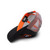 PK Team PK Hat, black and orange mesh trucker cap with adjustable strap and embroidered logo.