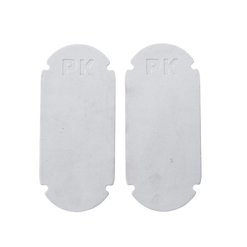 PK360 Replacement Stainless Steel Ash Covers, pair of lightweight, durable ash covers with 'PK' embossed on top, designed for outdoor grills or BBQs.