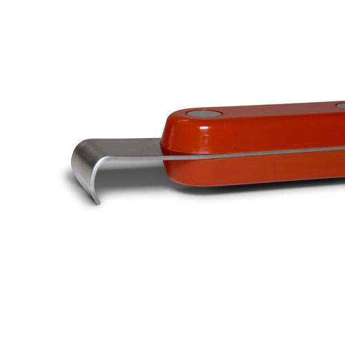 The Stainless Steel PK Spatula, a durable kitchen utensil with a stainless steel handle and a bright orange plastic head for flipping and serving food.